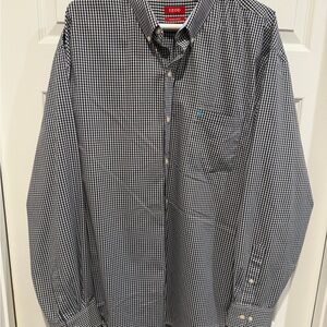 Izod Men's Black and White Gingham Shirt